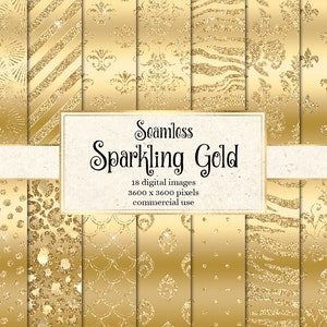 Gold Glitter Digital Paper – Seamless Sparkle Patterns (Digital Download)