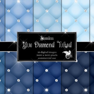 Blue Diamond Tufted Digital Paper - naadloze koninklijke luxe glam gewatteerde achtergronden direct downloaden voor commercieel gebruik
