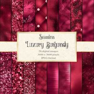 Luxe Bourgondische texturen digitaal papier, naadloze metalen achtergronden, rode glitter, bordeaux folie afdrukbaar plakboekpapier