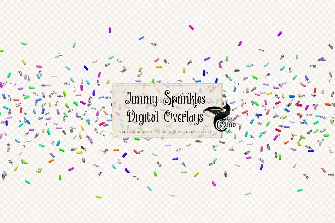Jimmy Sprinkles Confetti Overlays, Seamless Rainbow Sprinkle Clipart