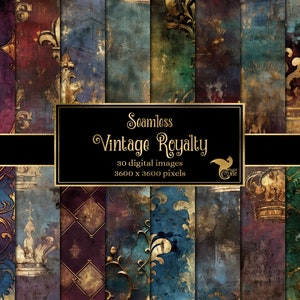 Vintage Royalty Digital Paper, texturas sin costuras, fondos vintage rústicos, descarga instantánea enlosables