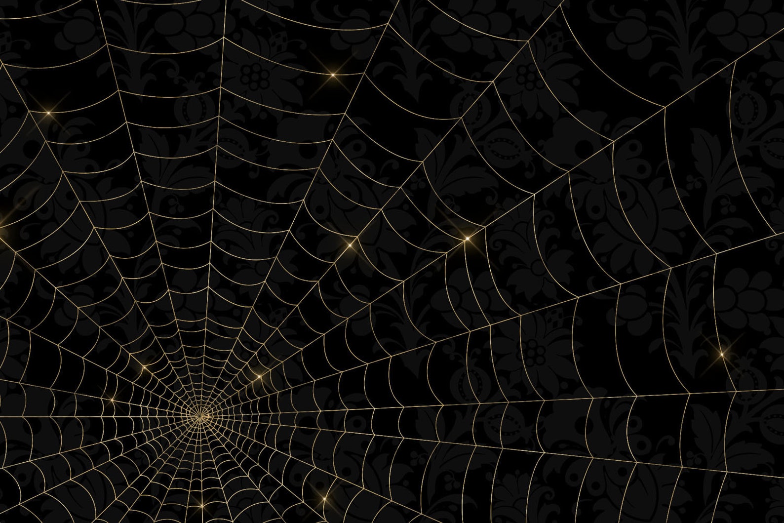 Gold Spider Web Clipart, Gold Foil Spiderwebs in PNG Format With
