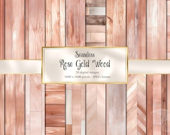 Texturas de madera oro rosa, papel digital sin costuras (descarga digital)