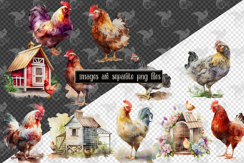 Watercolor Chicken Clipart – Farm Animal PNG Images (commercial Use) - Etsy