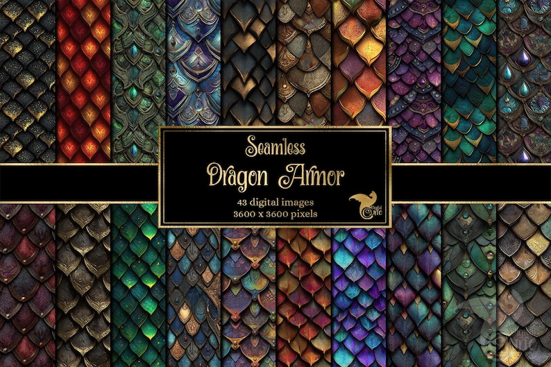 Dragon Patterns Rmor Dragon Armor Digital Paper, Seamless Serpent Scale Patterns (digital ...