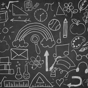 Chalkboard School Doodles Clipart, back to school doodle png chalk graphics instant download for commercial use