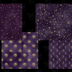 Purple Starry Night Digital Paper – Seamless Celestial Watercolor ...