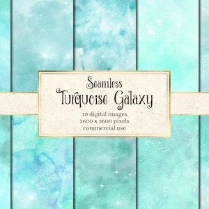 Turquoise Galaxy Digital Paper – Seamless Watercolor Textures (digital ...