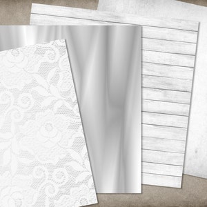 White Wedding digital paper, wedding romantic backgrounds, white wedding bridal patterns, scrapbook paper, invitation paper image 2