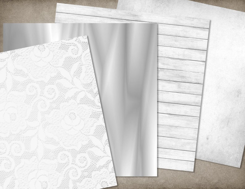 White Wedding digital paper, wedding romantic backgrounds, white wedding bridal patterns, scrapbook paper, invitation paper image 2