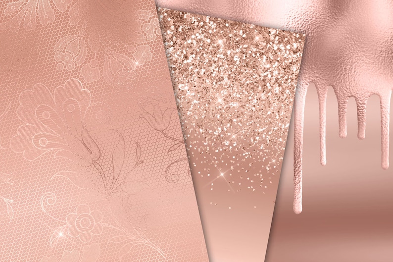 Rose Gold Bling Digital Paper Glitter and Foil Backgrounds Etsy