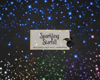 Sparkling Starfall Overlay PNG Clipart  for Party, Wedding, Christmas star confetti clip art, digital overlays instant download