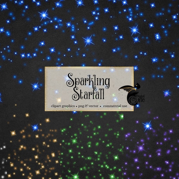Sparkling Starfall Overlay PNG Clipart  for Party, Wedding, Christmas star confetti clip art, digital overlays instant download