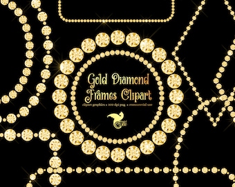 Imágenes prediseñadas de marcos de diamantes dorados, diseño de invitaciones de boda (descarga digital PNG)