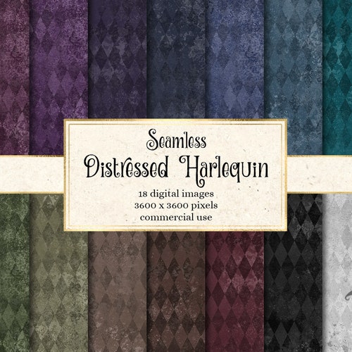 Distressed Harlequin Digital Paper Seamless Harlequin Etsy