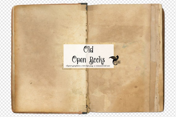 Old Open Books Digital Vintage Antique PNG Images of Blank Book