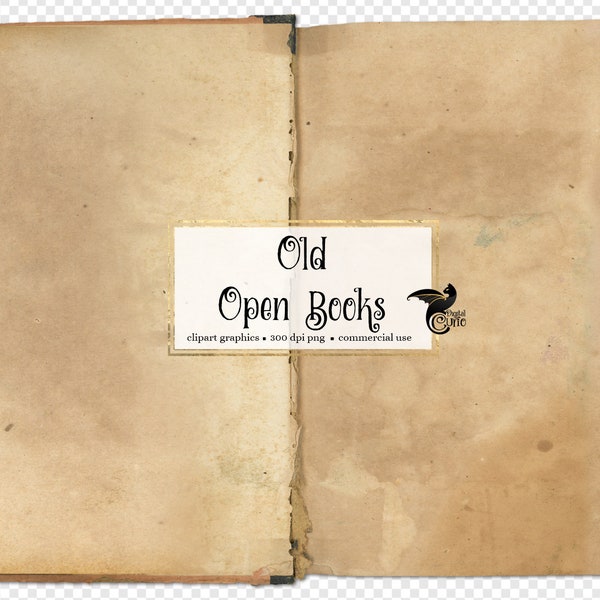 Old Open Books - digital vintage antique PNG images of blank book pages instant download for commercial use