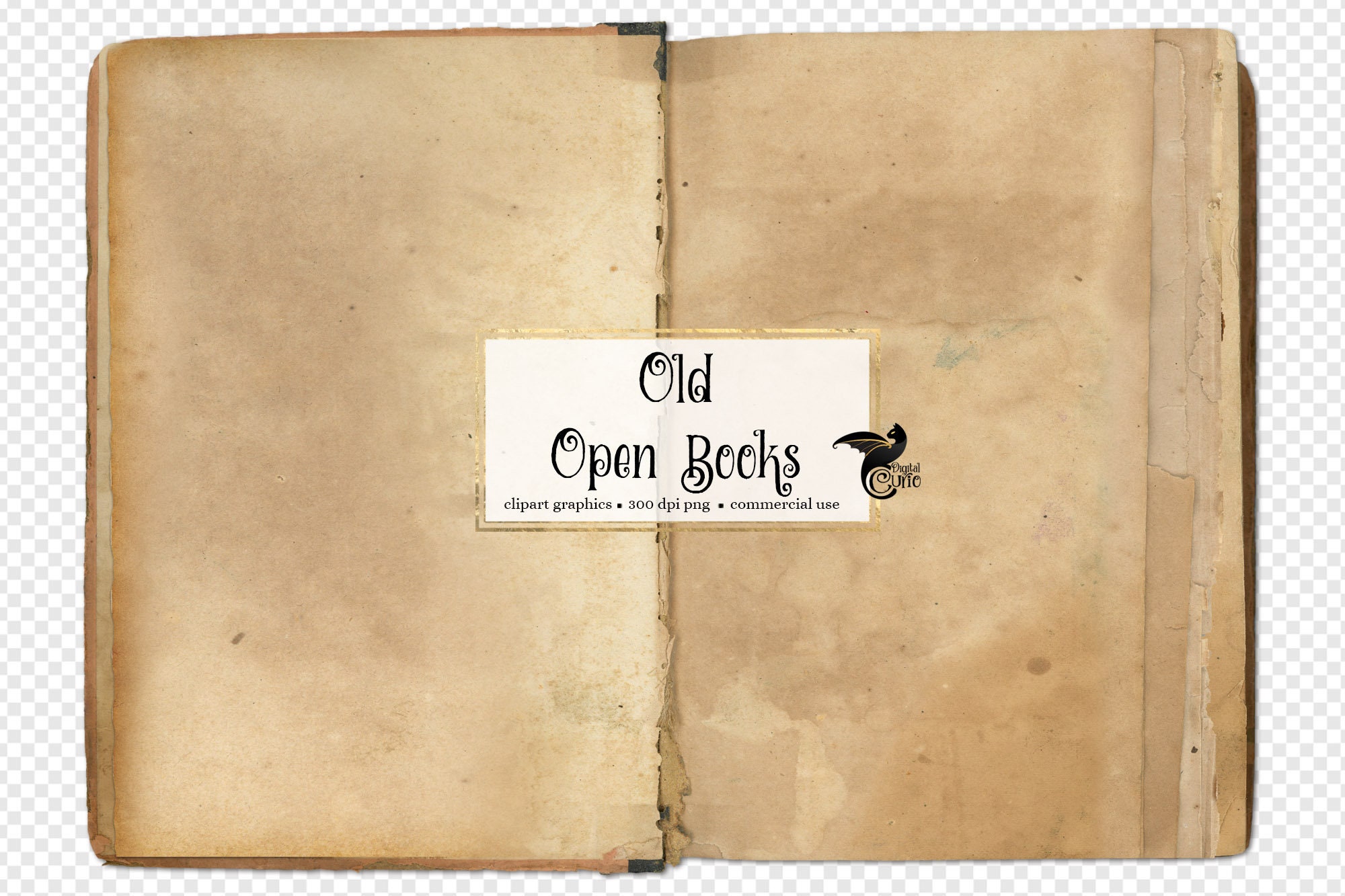 Open book clipart, vintage stationery