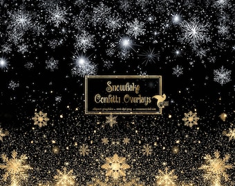 Snowflake Confetti Overlays, PNG Photo Light Effects (Digital Download)