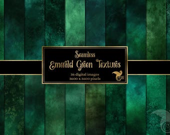 Seamless Emerald Green Textures, vintage distressed textured digital paper