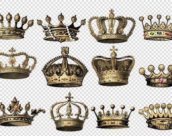 Vintage Gold Crowns Clipart, Vintage Antique Royal Crown ...