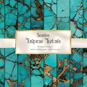 Könnte beinhalten: 20 nahtlose digitale Türkis-Texturen mit goldenen Akzenten. Jedes Bild ist 3600 x 3600 Pixel im JPEG-Format.