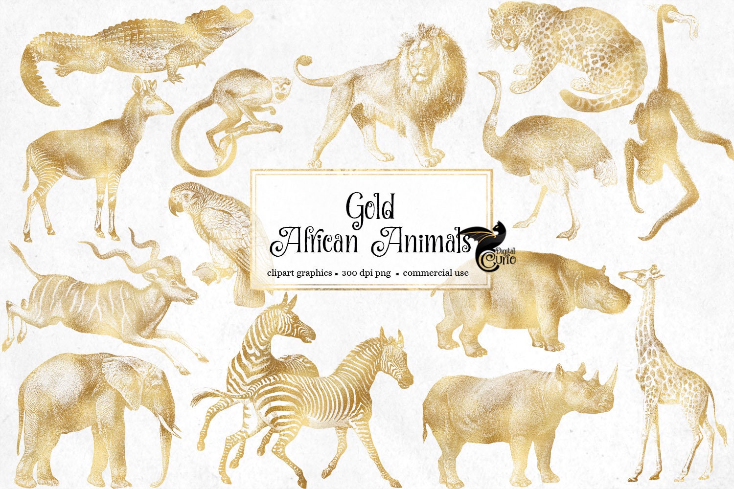 Vintage Gold African Animals Clipart Antique Safari - Etsy Vintage Gold African Animals Clipart Antique Safari - Etsy