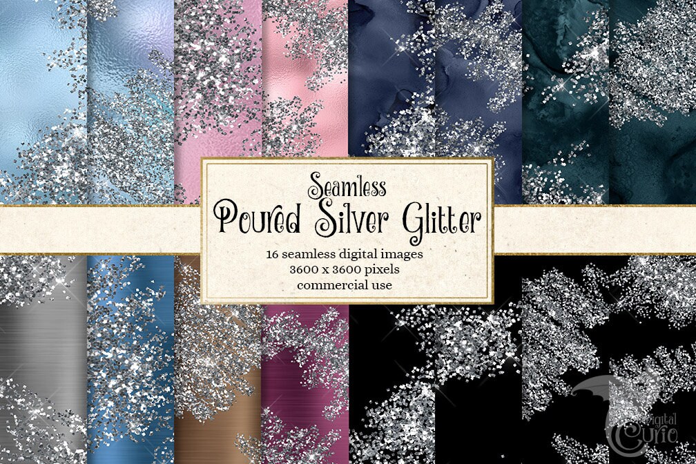 Silver Glitter Digital Paper, Seamless Sparkle Patterns (digital ...
