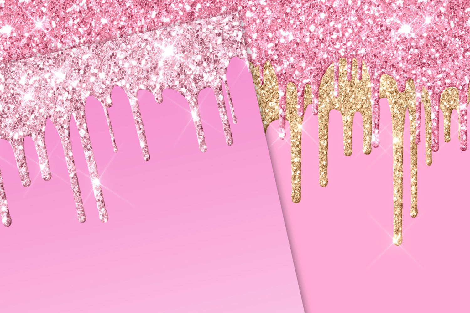 Pink and Gold Dripping Glitter Digital Paper Glitter Etsy