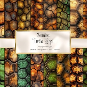 Turtle Shell Digital Paper - 20 texture digitali senza soluzione di continuità di tartaruga e guscio di tartaruga download istantaneo per uso commerciale