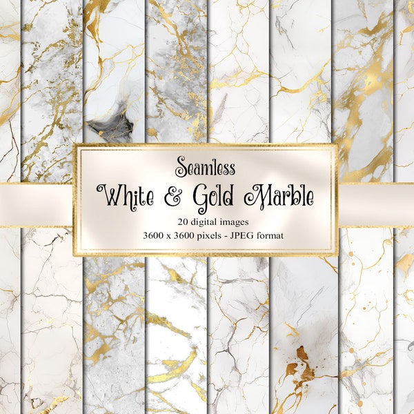 Liquid Gold Marble Digital Paper, white and gold marble, white marble textures, white marble digital paper, marble backgrounds, scrapbooking