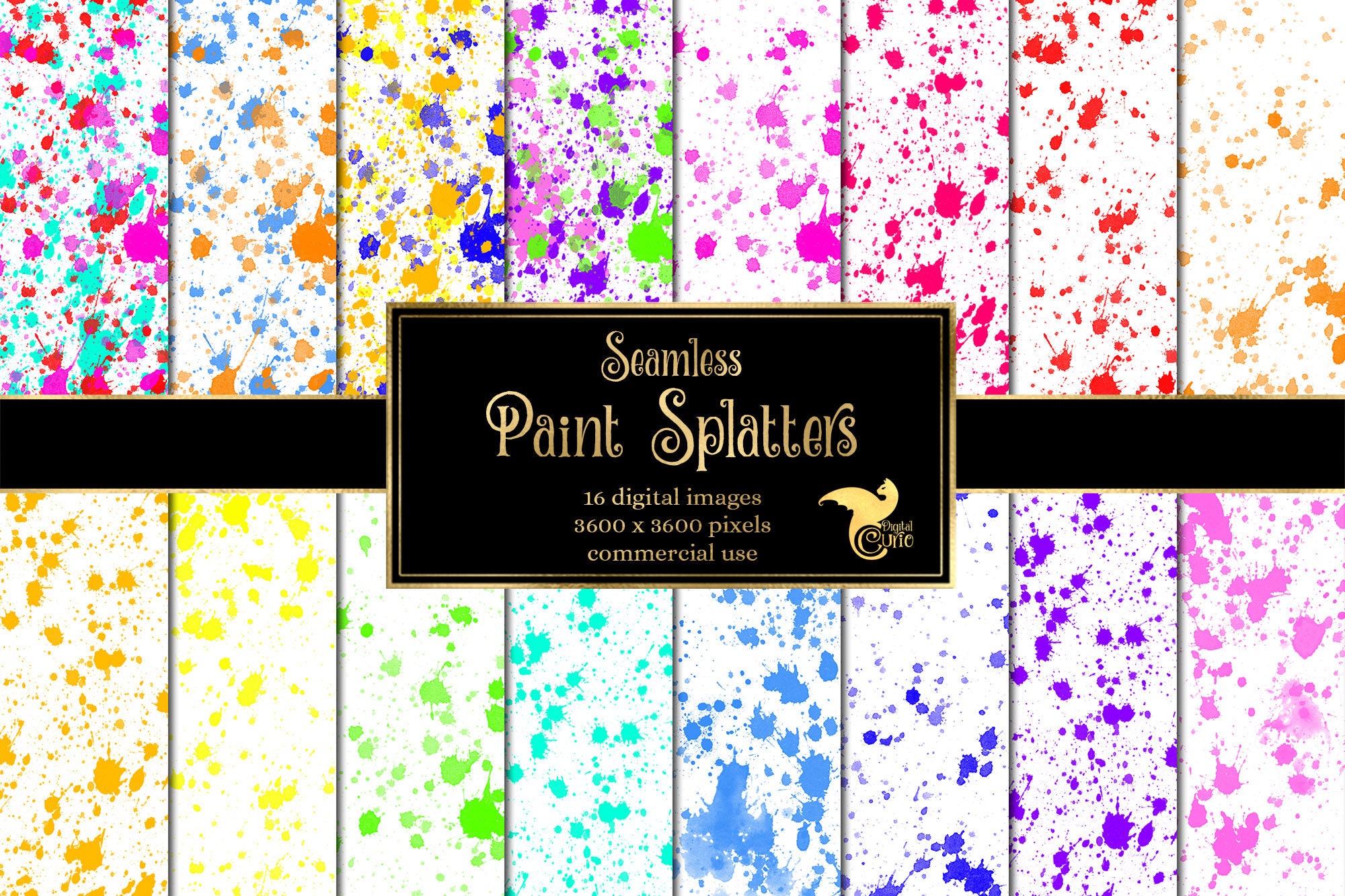 Iridescent Paint Splatters: Seamless Iridescent Paint Splatters