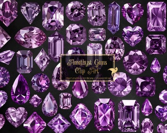 Amethyst Gems Clipart - mystical magic gems, luxury diamond PNG format instant download for commercial use