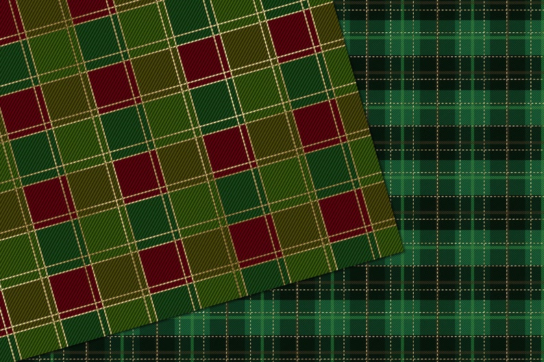 Christmas Plaid Digital Paper, seamless patterns for instant download commercial use printable scrapbook paper image 3