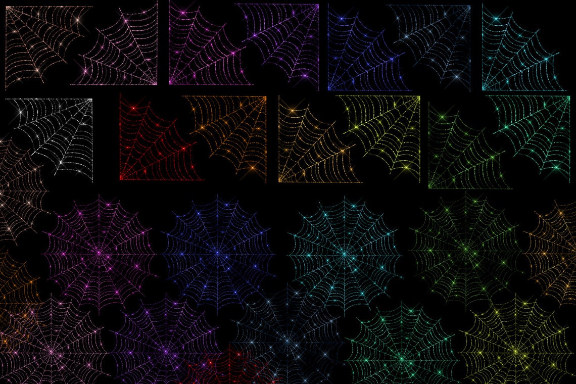 Sparkle Spider Web Overlays – Bokeh Cobweb Clip Art (PNG Digital ...