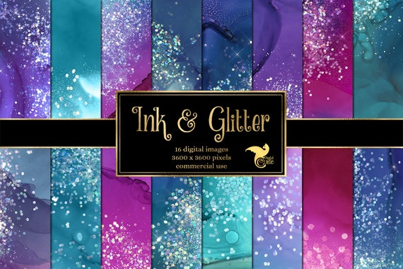 Ink and Glitter Digital Paper Printable Scrapbook Paper With | Etsy