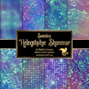 Holographic Shimmer Digital Paper, nahtlose Glam Foil Texturen mit Glitzer und Sparkles sofortiger Download kommerzielle Nutzung