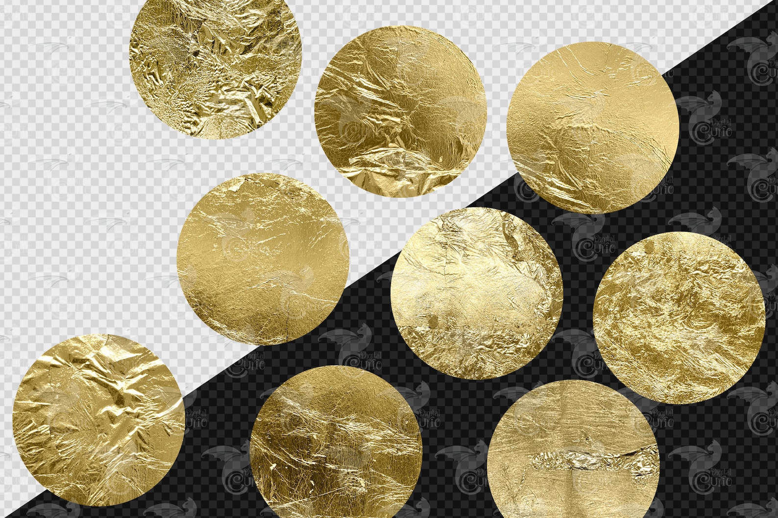 gold-foil-circles-clip-art-digital-png-clipart-graphics-instant