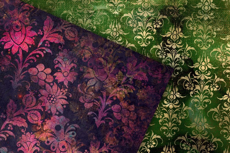 Download Grunge Damask Digital Paper dark distressed grungy Gothic ...