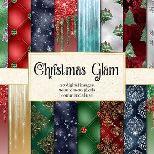 Weihnachten Glam Digital Paper, Glitter und Folie Luxus Hintergründe mit Eiszapfen und getuftes druckbares Scrapbook Papier für kommerzielle Nutzung