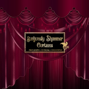 Imágenes Prediseñadas de cortinas de brillo burdeos, gráficos de arte de clip de telón de fondo de cortina digital, cortinas de escenario, cortinas de teatro, superposiciones de png de cortina
