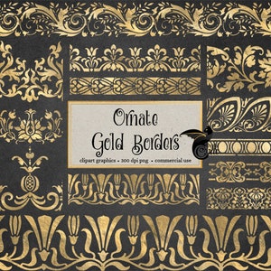 Ornate Gold Borders Clipart seamless border segments gold | Etsy