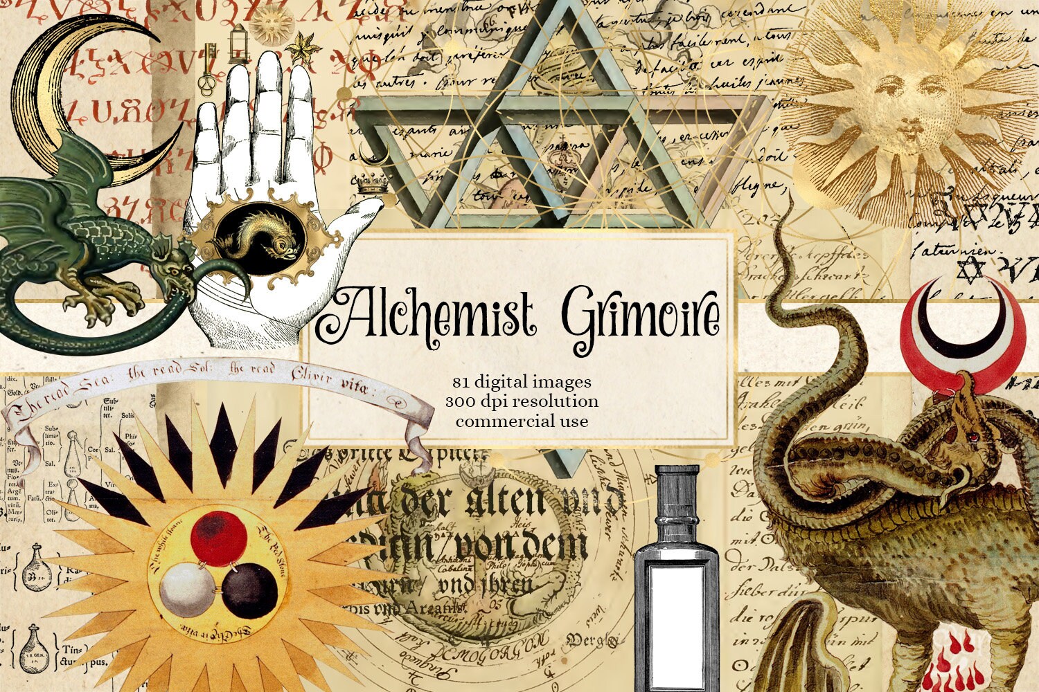 Alchemist Grimoire Digital Scrapbook Kit, Book of Shadows