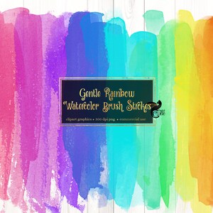 Gentle Rainbow aquarel penseelstreken clipart, verf elementen in digitale PNG-indeling direct downloaden voor commercieel gebruik