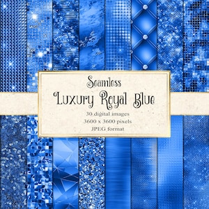 Luxe koningsblauw digitaal papier, naadloos blauw plakboekpapier, helderblauwe glitter, digitaal papier, blauwe pailletten, metaal, metallic