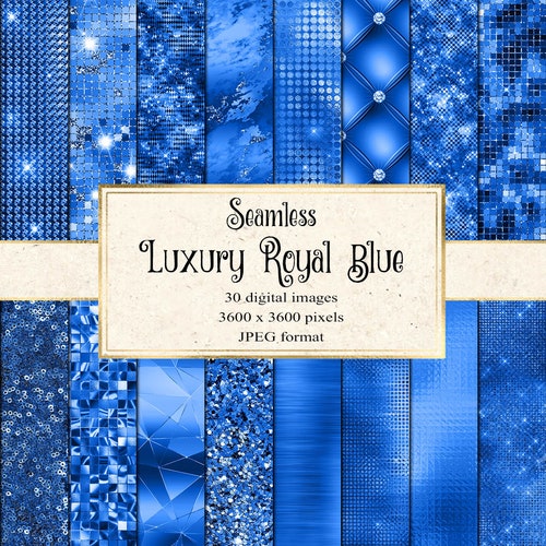 Luxury Royal Blue Digital Paper Seamless Blue Scrapbook - Etsy
