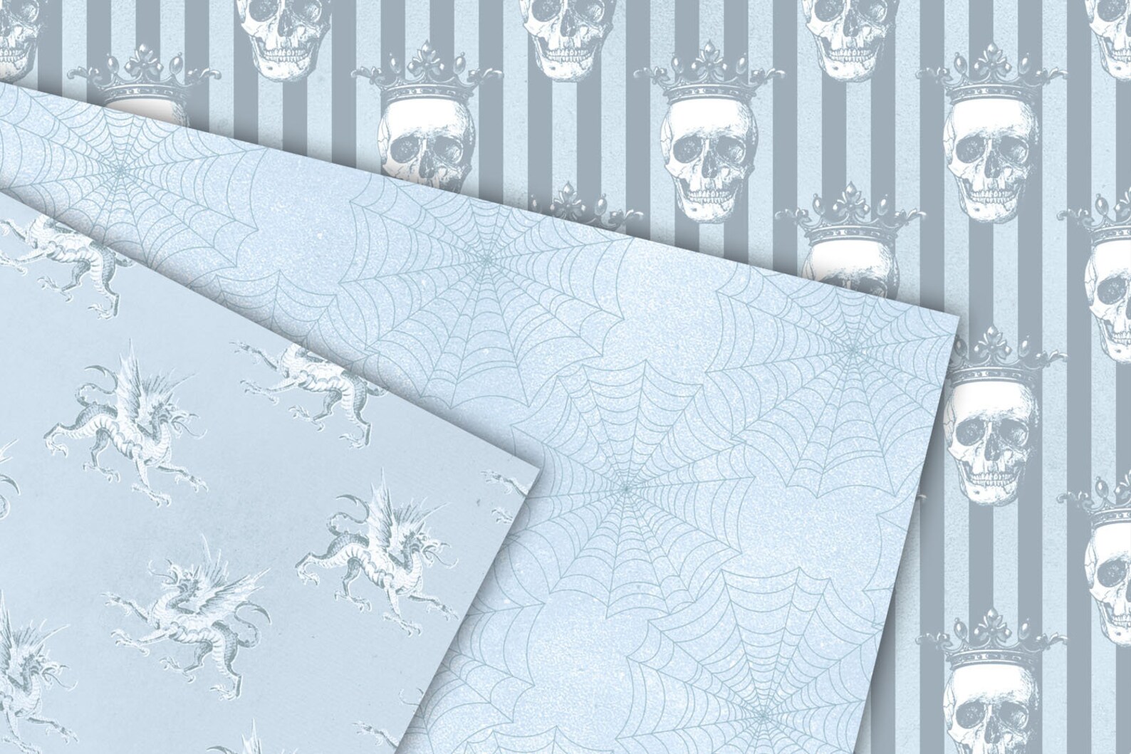 Pastel Gothic Digital Paper, Seamless Skulls, Florals (digital Download ...