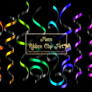 Neon Ribbon Clip Art - Schleifenbänder im PNG Format Sofort-Download für kommerzielle Nutzung