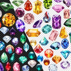 Gemstone Clipart - mystical magic gems, luxury diamond PNG format instant download for commercial use image 2