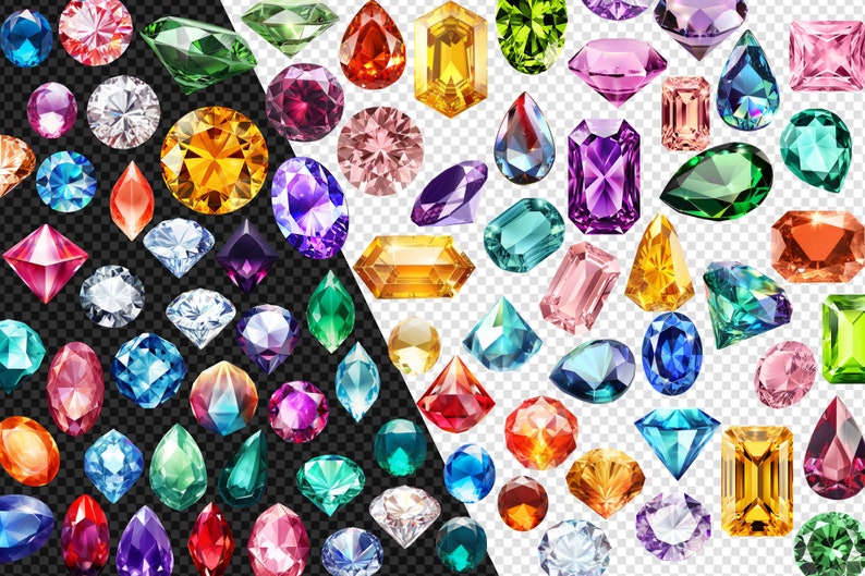 Gemstone Clipart - mystical magic gems, luxury diamond PNG format instant download for commercial use image 2